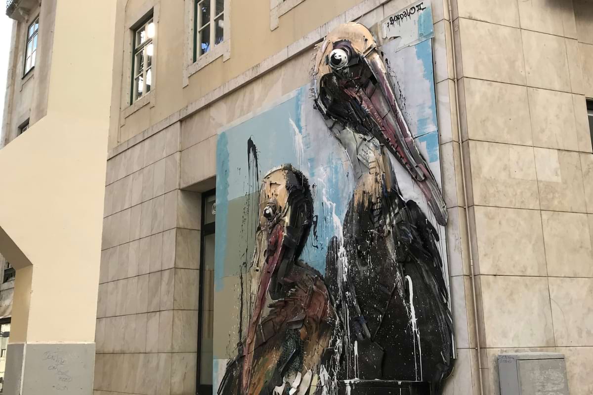 Bordalo II street art in Chiado in Lisbon