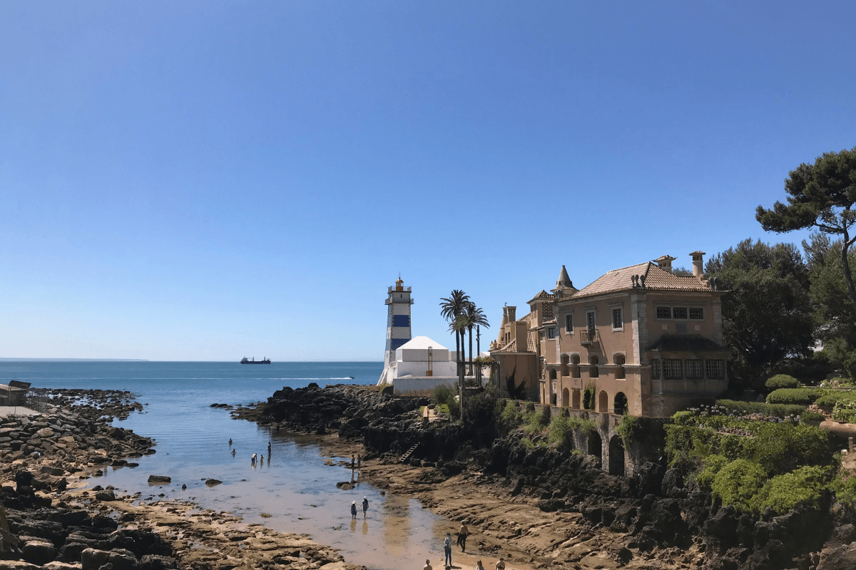 View of the Santa Marta lighthouse in Cascais
