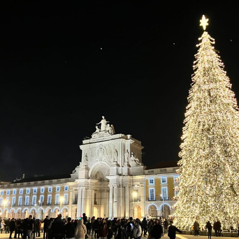 Praça do Comércio Christmas Lights and Tree in Lisbon