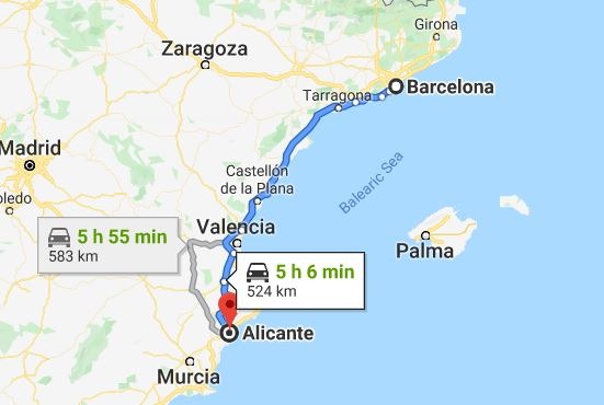 road trip barcelona to alicante